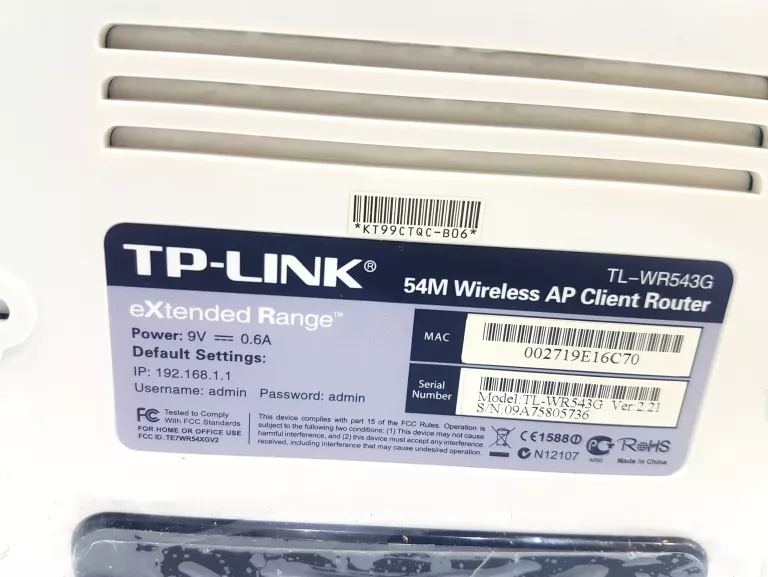 ROUTER TP-LINK TL-WR543G + ŁAD
