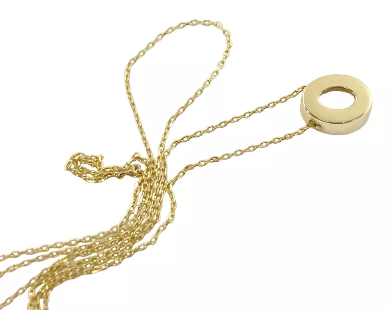 ŚLICZNY ZŁOTY ŁAŃCUSZEK Z WISIORKIEM 14K P.585 1,0G 45 CM