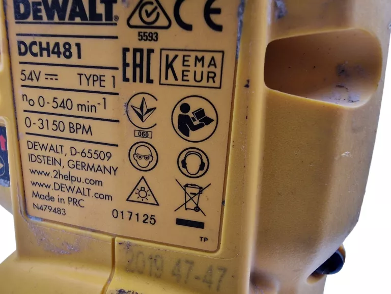 MŁOTOWIERTARKA DEWALT DCH481 / 2X AKU 9AH / ŁADOWARKA / SDS-MAX