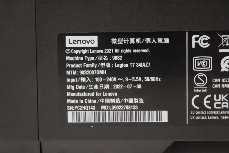 LENOVO LEGION T7 I9-12900KF 32GB 1TBM2 RTX3080 W11