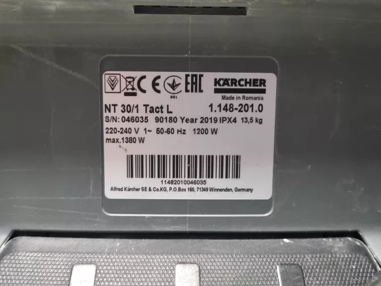 ODKURZACZ PRZEMYSŁOWY KARCHER NT 30/1 TACT L