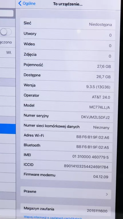 TABLET APPLE IPAD 2 A1396 32 GB + KABEL