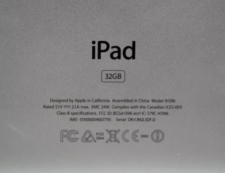 TABLET APPLE IPAD 2 A1396 32 GB + KABEL