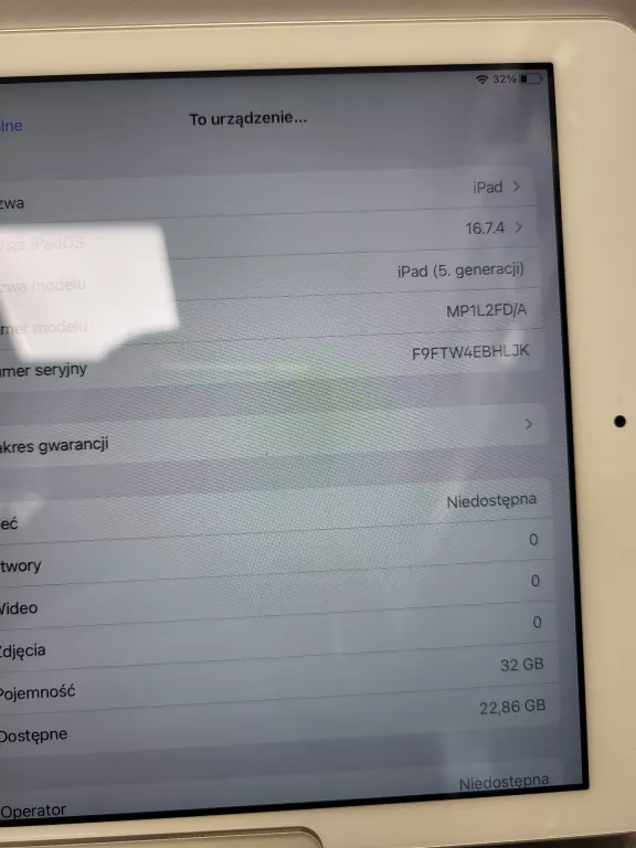 TABLET APPLE IPAD 5 GEN, 32GB