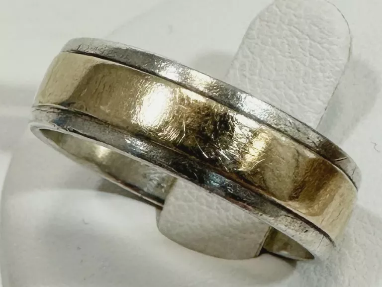 OBRĄCZKA SREBRO ŁĄCZONE ZE ZŁOTEM 925 I 585 3,70 G ROZMIAR 17