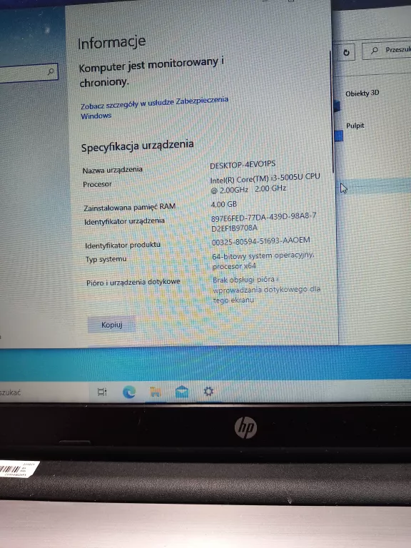 LAPTOP HP TPN-C129 128GB SSD / 4GB RAM INTEL COREI3 5005U