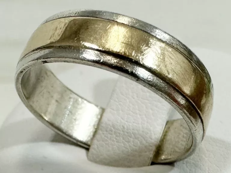 OBRĄCZKA SREBRO ŁĄCZONE ZE ZŁOTEM 925 I 585 3,70 G ROZMIAR 17