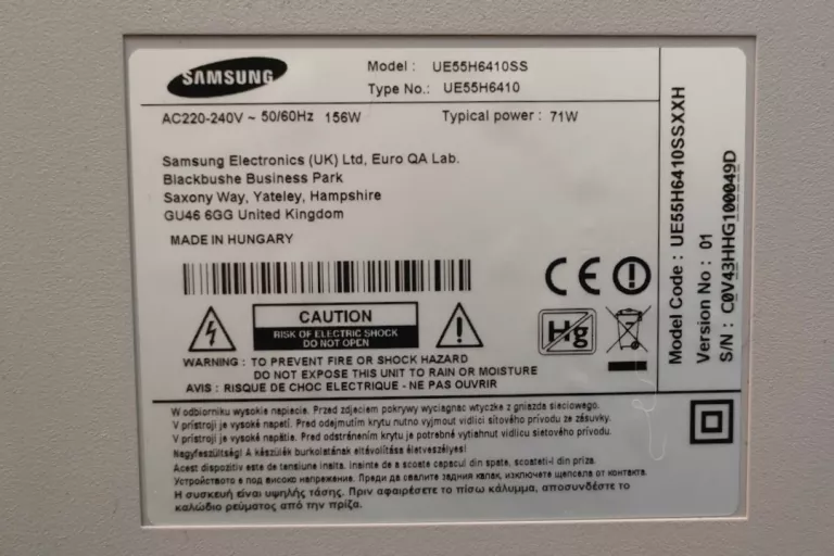 TELEWIZOR SAMSUNG UE55H6410 LED 55'' FULL HD SMART TV