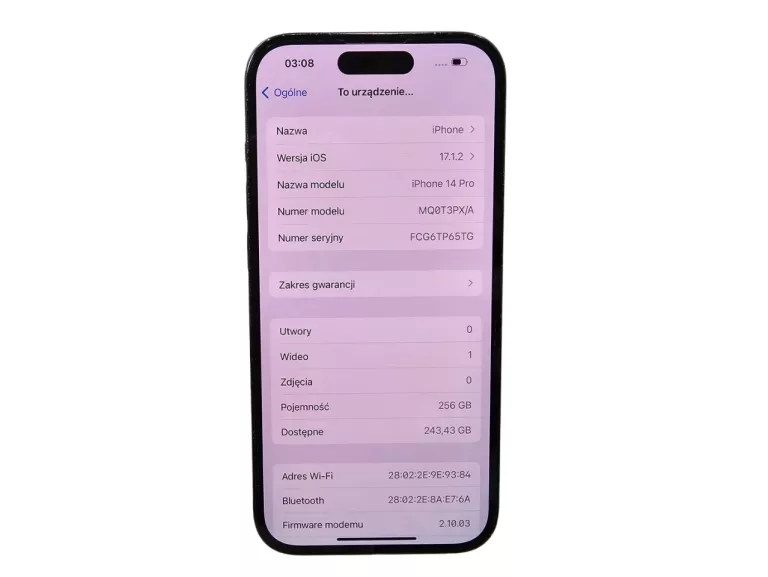 TELEFON IPHONE 14 PRO 256GB BAT 95% CZARNY