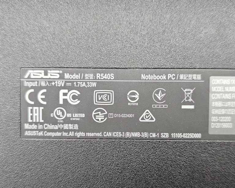LAPTOP ASUS R540S-XX040T N3700 4GB 1TB 15.6" HD