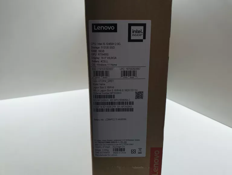 LAPTOP LENOVO LEGION SLIM 5 16IRH8 GWARANCJA 04.01.2024R. ZAPLOMBOWANY!!!!