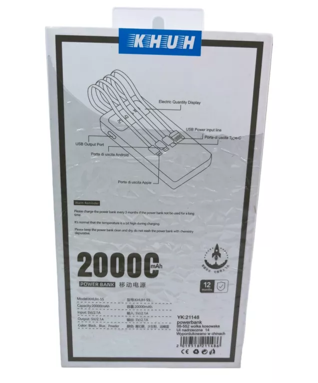 POWERBANK 20000MAH KHUH-55