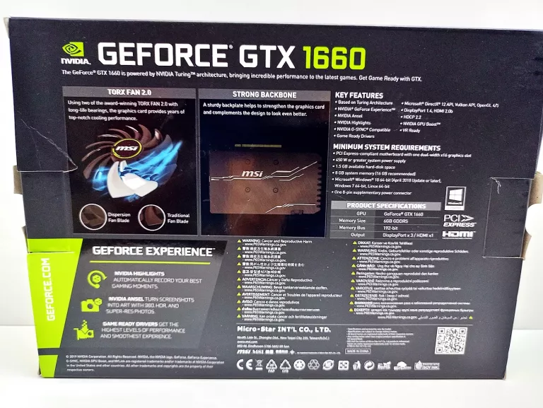 KARTA GRAFICZNA MSI GEFORCE GTX1660 6GB OC VENTUS
