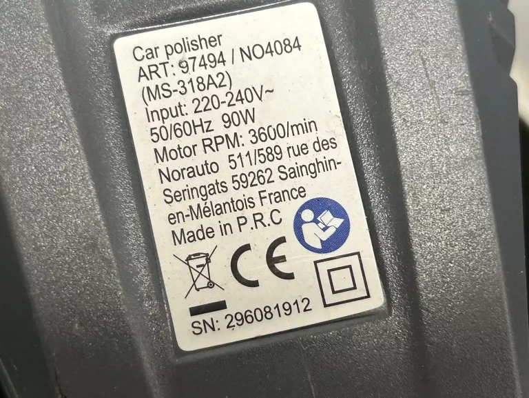 POLERKA SAMOCHODOWA NORAUTO 230V PUD 90W 3600 RPM/MIN