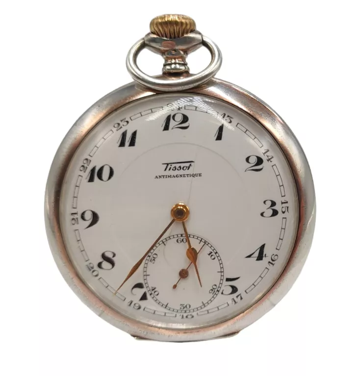 KIESZONKOWY SREBRNY ZEGAREK TISSOT ANTIMAGNETIQUE