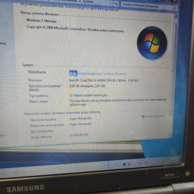 LAPTOP SAMSUNG NP-RC 520, NVIDIA GEFORCE GT 529M,INTEL CORE I5, 3GB RAM