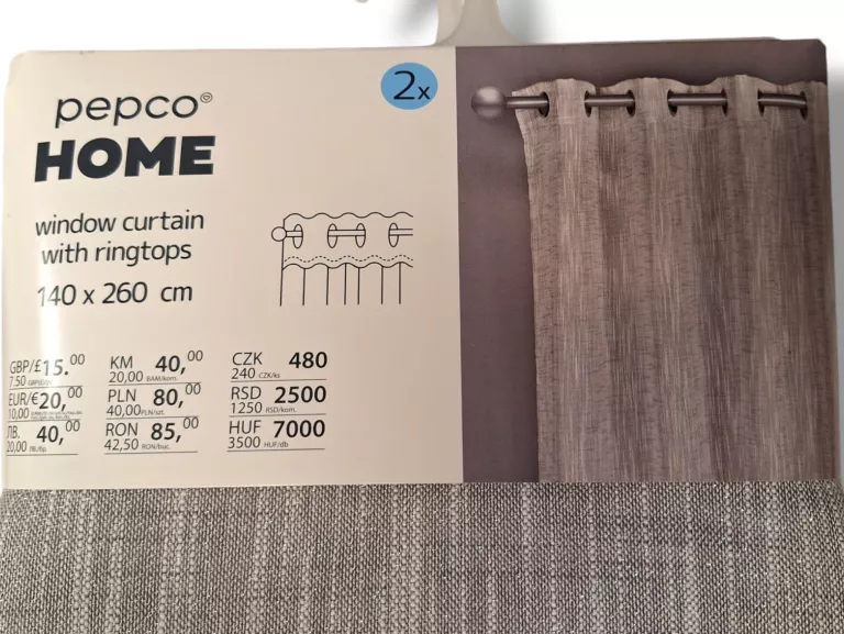 ZASŁONY PEPCO HOME 2X140-260CM SREBRNE