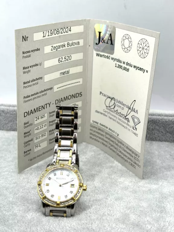 ZEGAREK BULOVA DAMSKI 19059107 CERTYFIKAT