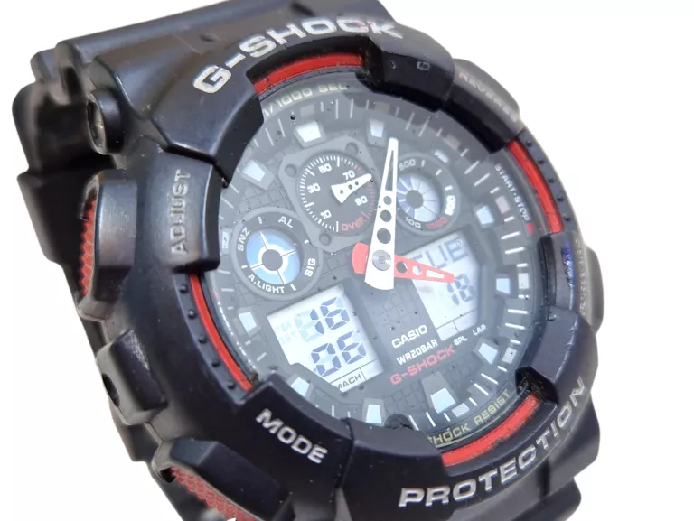 ZEGAREK MĘSKI CASIO G-SHOCK GA-100-1A4ER CZARNO-CZERWONY