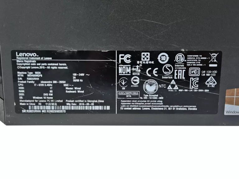 KOMPUTER LENOVO IDEACENTRE 300-20ISH I7-6700 GTX 750 TI 8GB RAM 128GB SSD