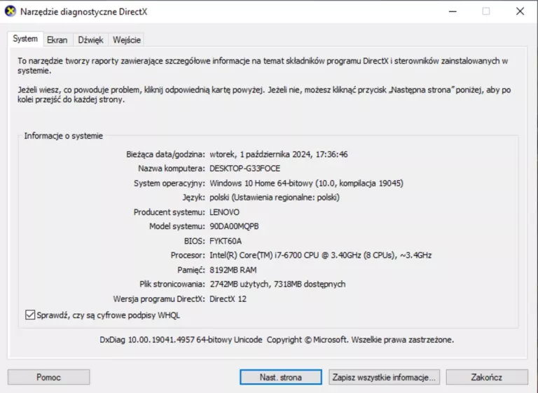 KOMPUTER LENOVO IDEACENTRE 300-20ISH I7-6700 GTX 750 TI 8GB RAM 128GB SSD
