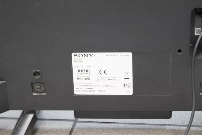 TV SONY KDL-32R400C KABEL ZASILAJĄCY OPIS!!!