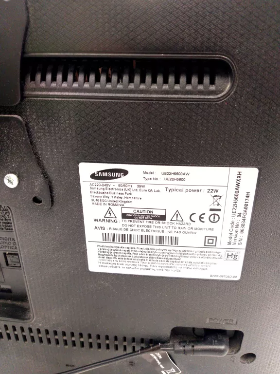 TELEWIZOR SAMSUNG UE22H5600 SMART TV BEZ STOPY PILOT
