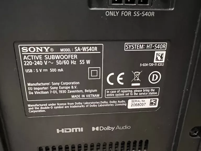SOUNDBAR SONY HT-S40R 5.1 600W BLUETOOTH GW 2025!