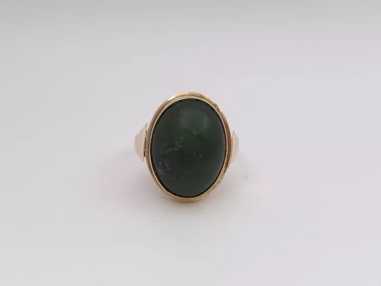 ZŁOTY PIERŚCIONEK JADEIT - 585 14K R.13 3,99G