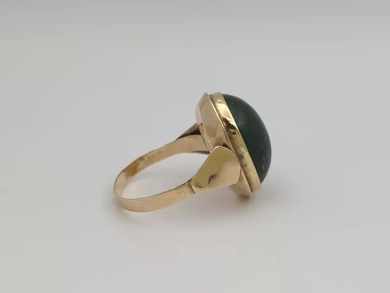 ZŁOTY PIERŚCIONEK JADEIT - 585 14K R.13 3,99G