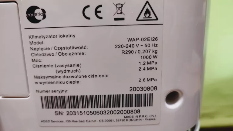 KLIMATYZATOR LOKALNY EQUATION WAP-02EI26