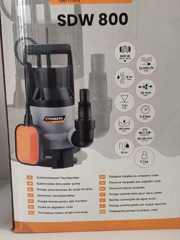 POMPA ZATAPIALNA STEINBERG 800 W 12000 L/H PŁYWAK