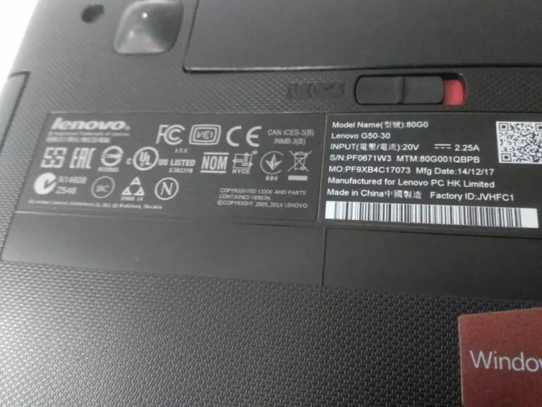 LAPTOP LENOVO G50-30 80G0 INTEL CELERON N2840 140/4 GB