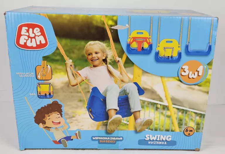 ELEFUN SWING HUŚTAWKA 3W1 NIEBIESKO/ŻÓŁTA