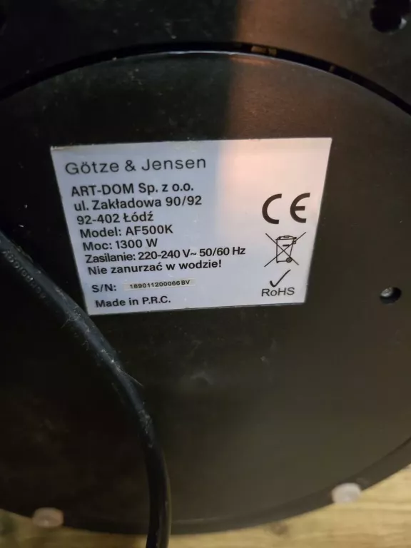 FRYTOWNICA GÖTZE & JENSEN AF500K AIR FRYER PUD GW
