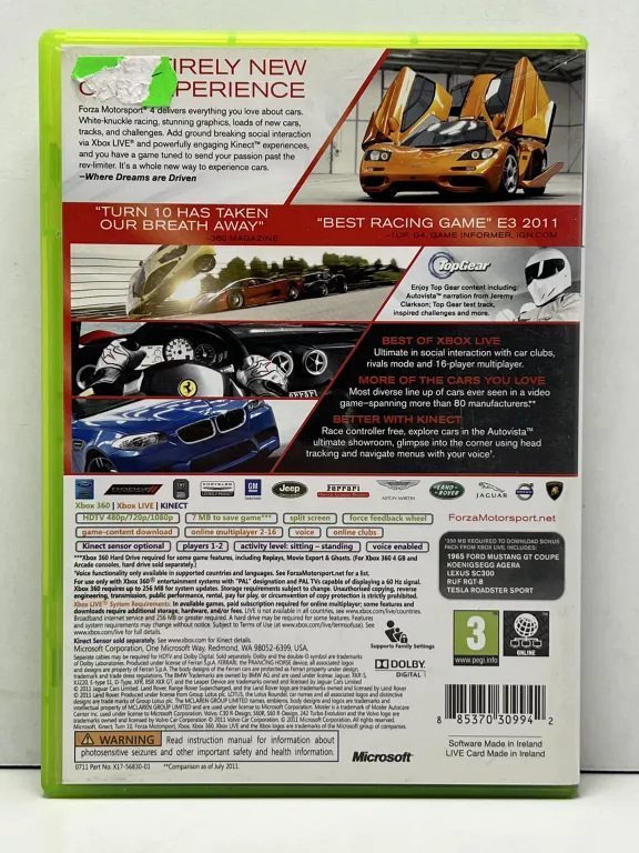 GRA XBOX 360 FORZA MOTORSPORT 4