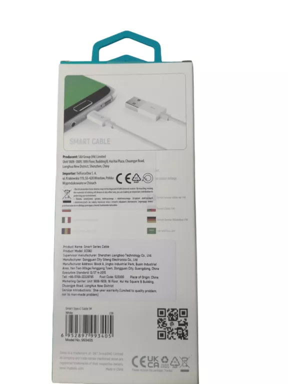 DEVIA KABEL SMART EC082 USB- USB-C 1,0M 2,1A BIAŁY
