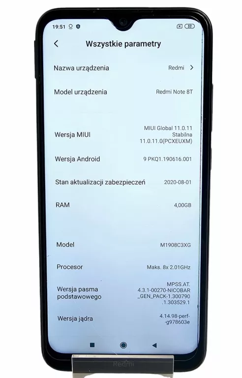 TELEFON XIAOMI REDMI NOTE 8T 4+64GB STAN BDB ZADBANY