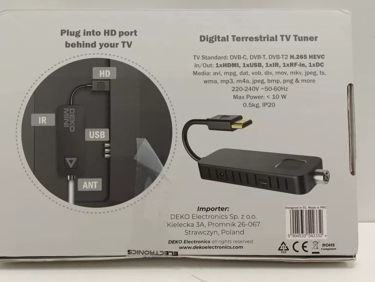 TUNER/DEKODER TV DEKO TV MINI DVB-T2 HEVC H.265