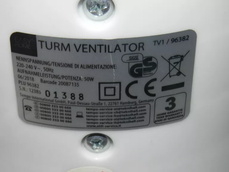 WENTYLATOR KOLUMNOWY EASY HOME TV1 50W