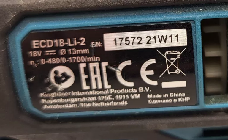 WKRĘTARKA ERBAUER ECD18-LI-2 +2XAKU 4AH 18V