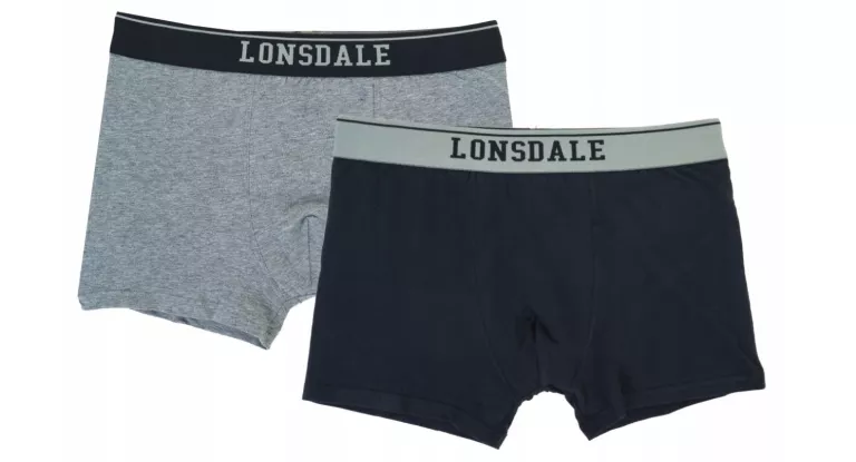 LONSDALE BOKSERKI MĘSKIE MAJTKI BAWEŁNIANE 2 SZT 2PAK CZARNE SZARE XL