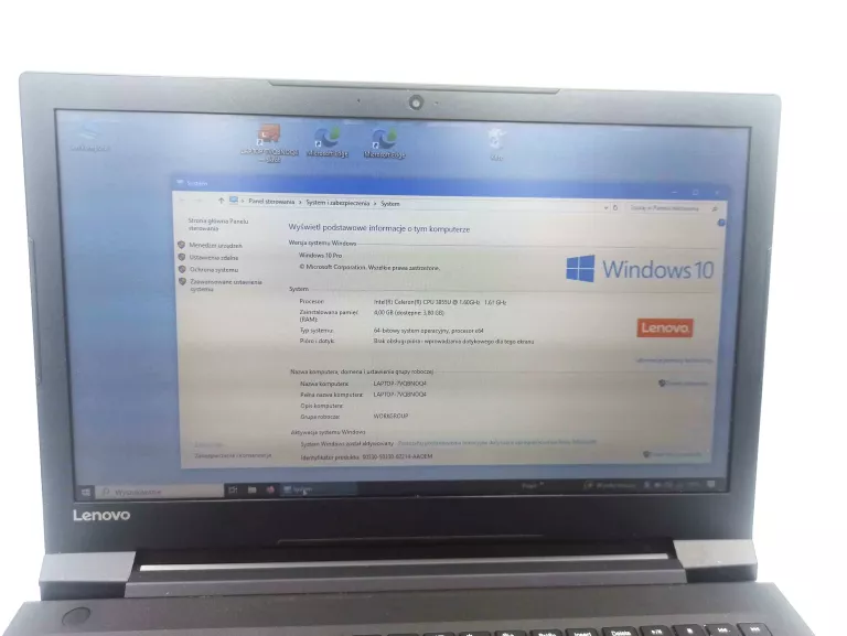 LAPTOP LENOVO V110-15ISK, DYSK 500GB, RAM 4GB, PROCESOR CELERON 3855