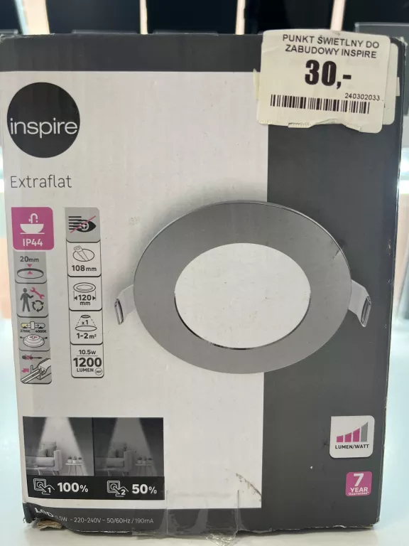 PUNKT ŚWIETLNY DO ZABUDOWY INSPIRE 1200LM IP44