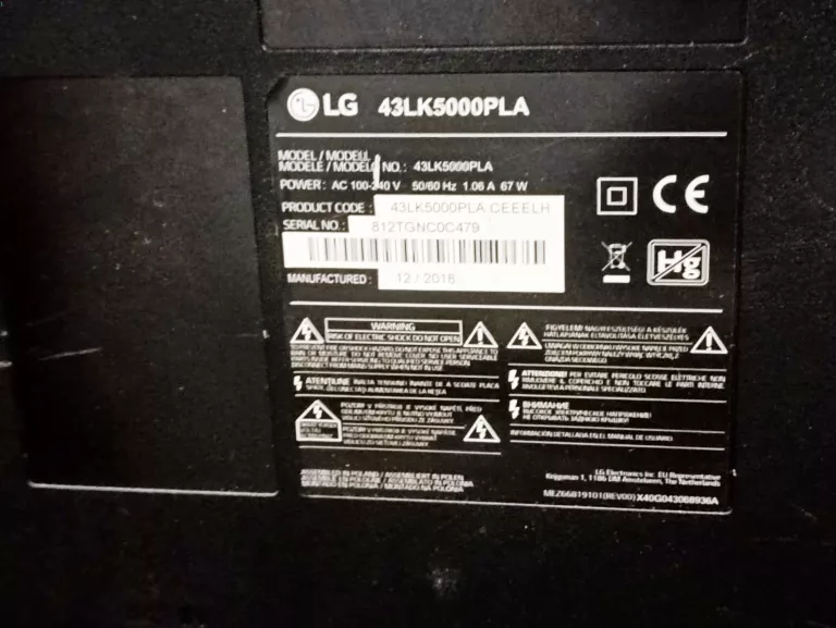 TELEWIZOR LED LG 43LK5000PLA 43" FULL HD - BRAK PILOTA