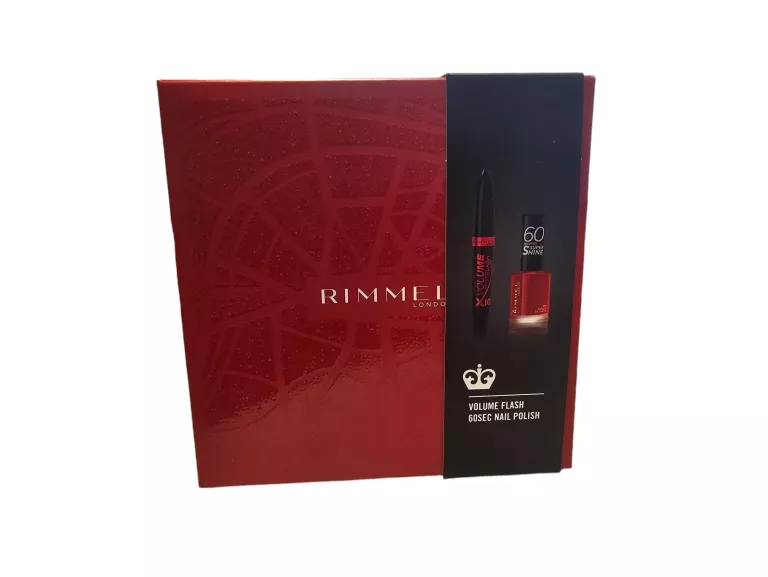 ZESTAW RIMMEL LONDON TUSZ DO RZĘS VOLUME FLASH + LAKIER 60SEC 315