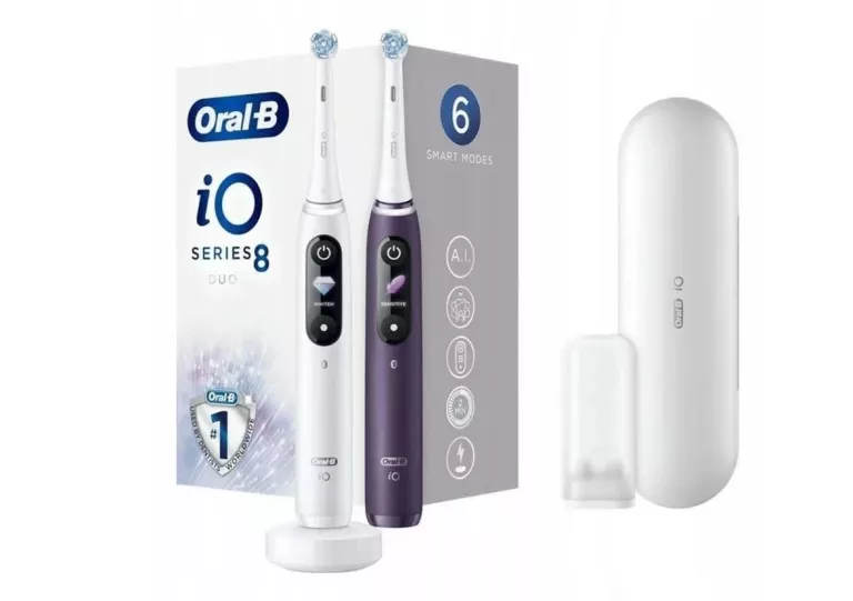 ORAL-B IO 8 DUO, VIOLET&WHITE, ELEKTRYCZNA SZCZOTECZKA DO ZĘBÓW, 2 SZTUKI