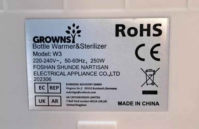 PODGRZEWACZ STERYLIZATOR DO BUTELEK 2W1 GROWNSY