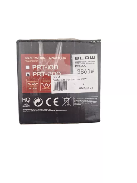TRANSFORMATOR PRZETWORNICA REDUKTOR NAPIĘCIA 230V / 110V USA PRT-200