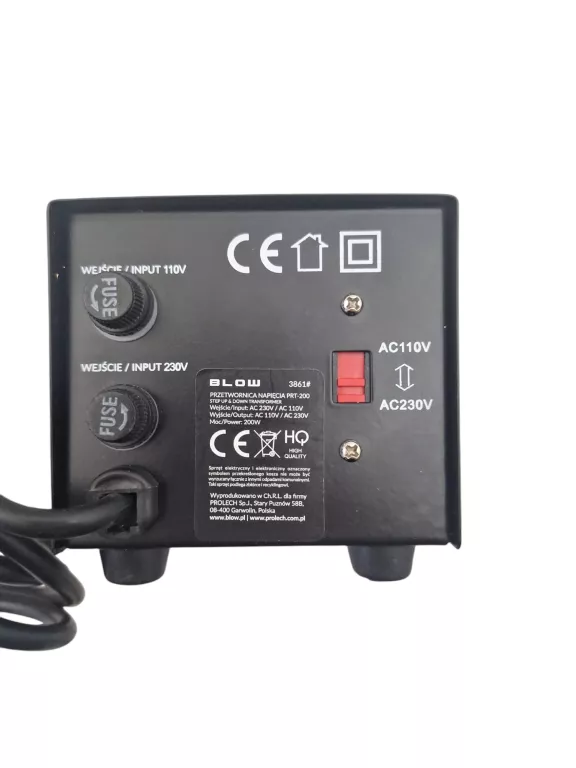 TRANSFORMATOR PRZETWORNICA REDUKTOR NAPIĘCIA 230V / 110V USA PRT-200